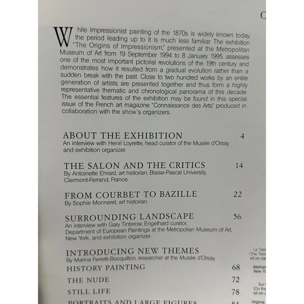 VTG 1994 Origins of Impressionism Met Museum Exhibition Catalog Connaissance
